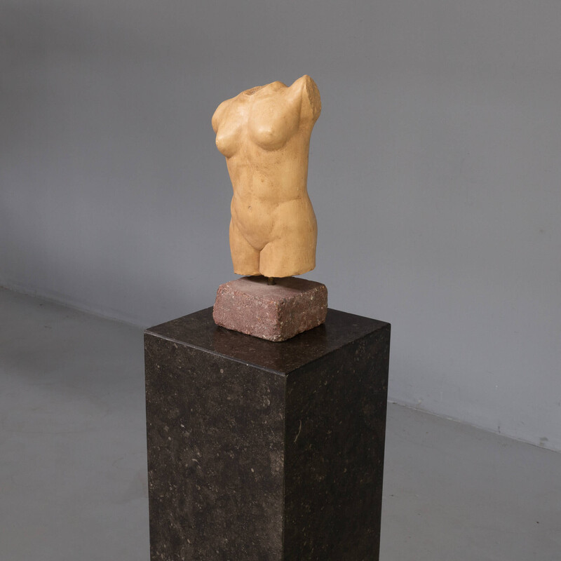 Vintage stone human torso sculpture, 1990