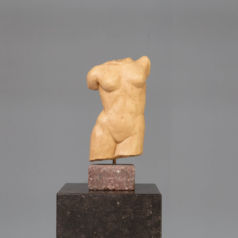 Vintage stone human torso sculpture, 1990