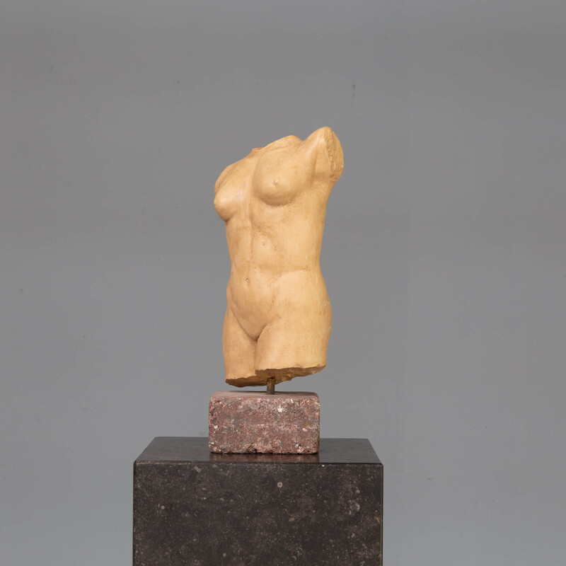 Vintage stone human torso sculpture, 1990