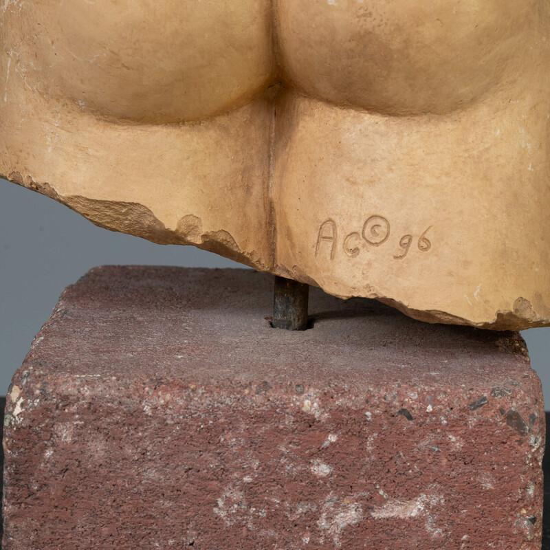 Vintage stone human torso sculpture, 1990