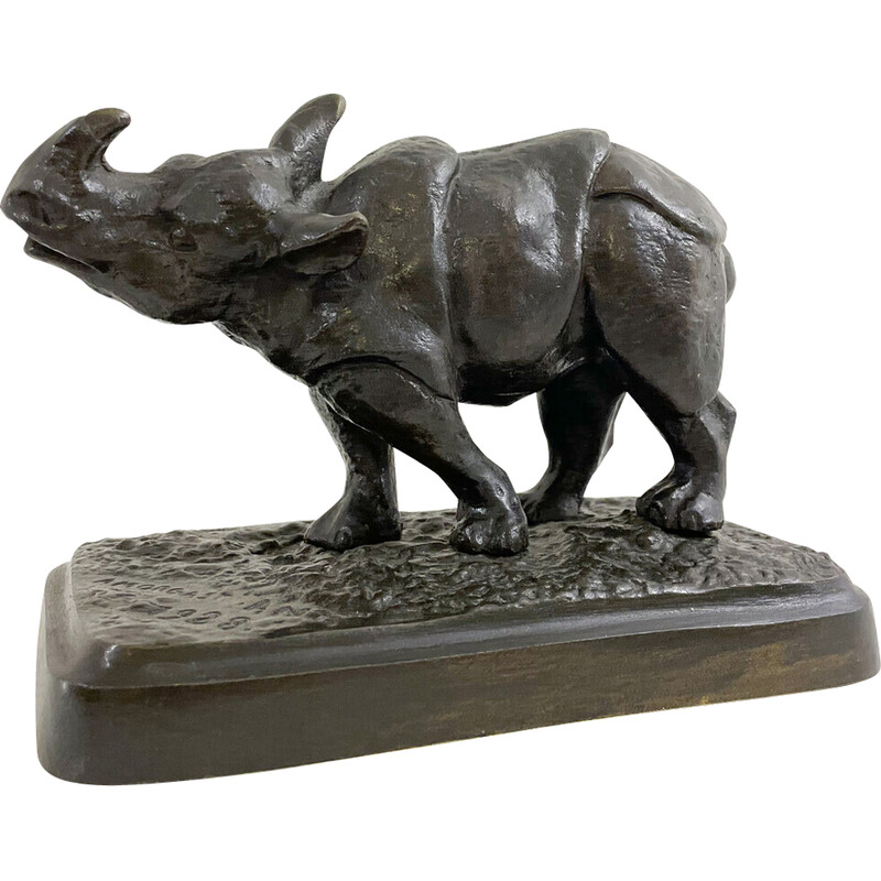 Vintage rhinoceros sculpture in bronze by Antonio Amorgasti, 1928