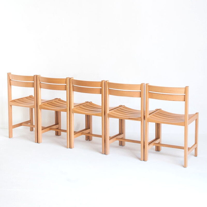 Vintage chairs in solid beech by André Sornay, France 1960