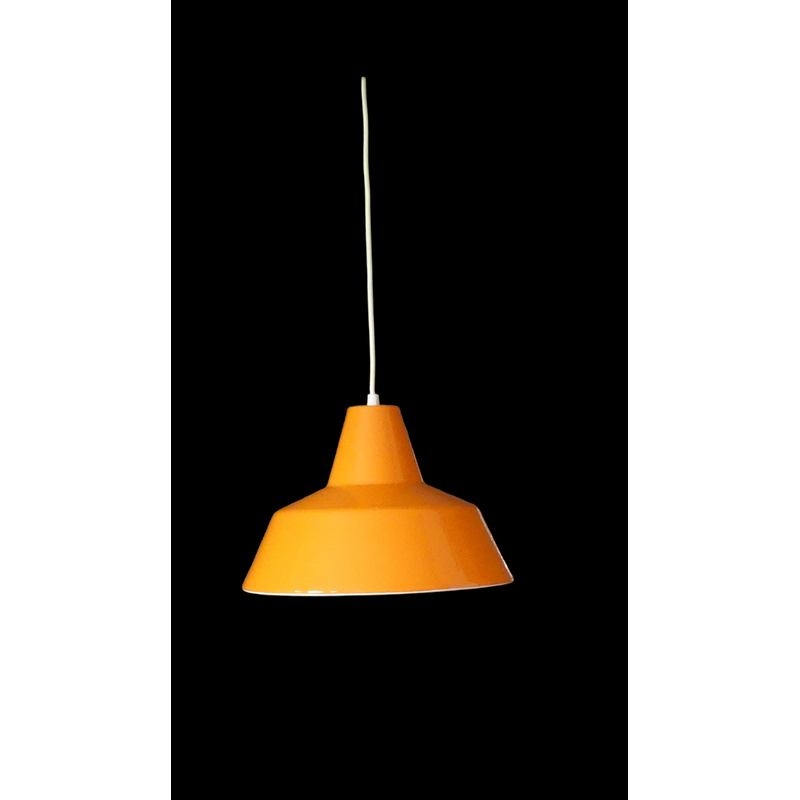 Vintage pendant lamp in orange enameled metal by Louis Poulsen, 1970
