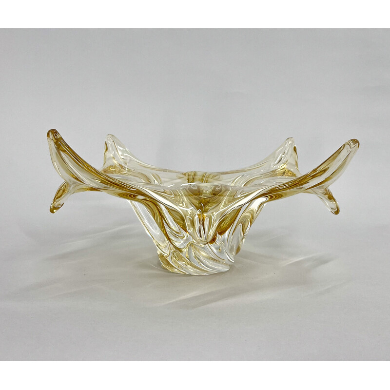 Vintage glass bowl by Josef Hospodka for Chribska Glass Works, Czechoslovakia 1960