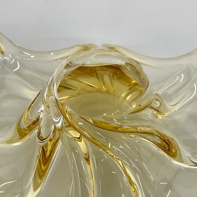 Vintage glass bowl by Josef Hospodka for Chribska Glass Works, Czechoslovakia 1960