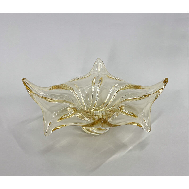 Vintage glass bowl by Josef Hospodka for Chribska Glass Works, Czechoslovakia 1960