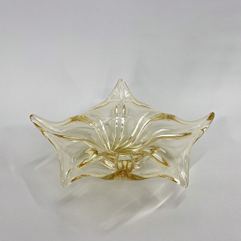Cuenco de cristal vintage de Josef Hospodka para Chribska Glass Works, Checoslovaquia 1960