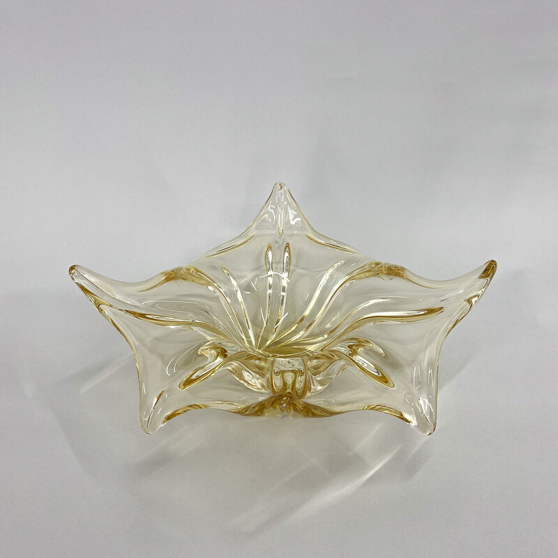 Vintage glass bowl by Josef Hospodka for Chribska Glass Works, Czechoslovakia 1960