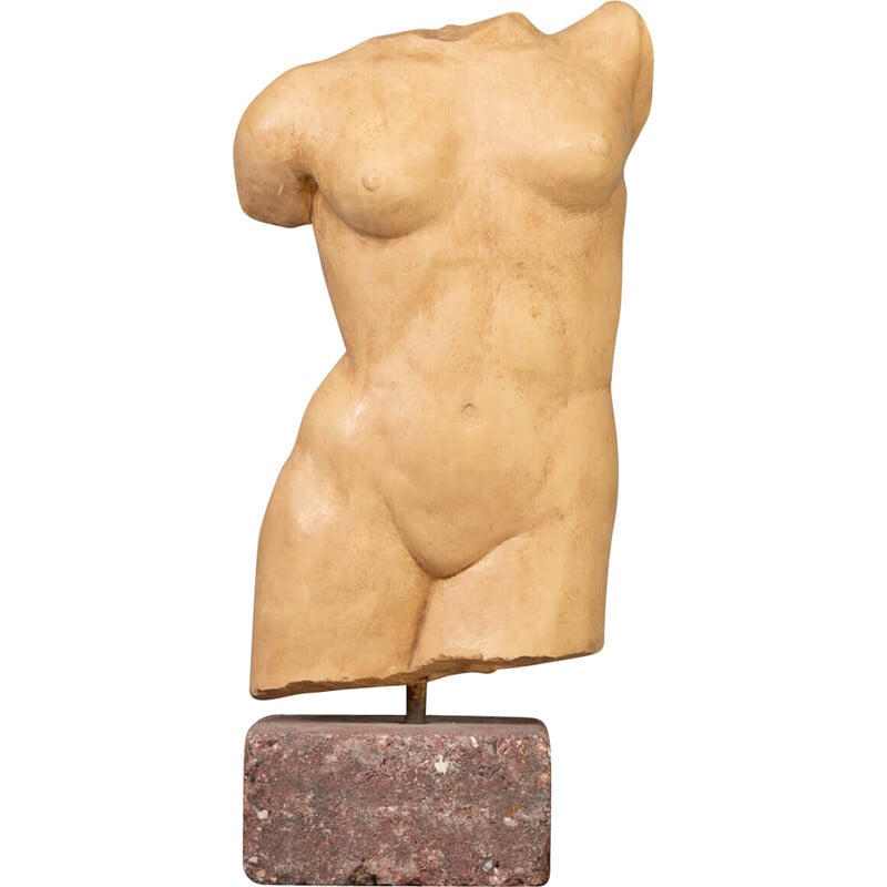 Scultura vintage di torso umano in pietra, 1990