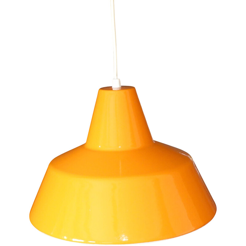 Vintage pendant lamp in orange enameled metal by Louis Poulsen, 1970