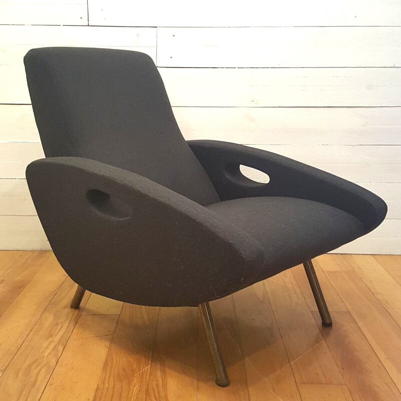 Fauteuil vintage noir de François Letourneur pour Maurice Mourra - 1950