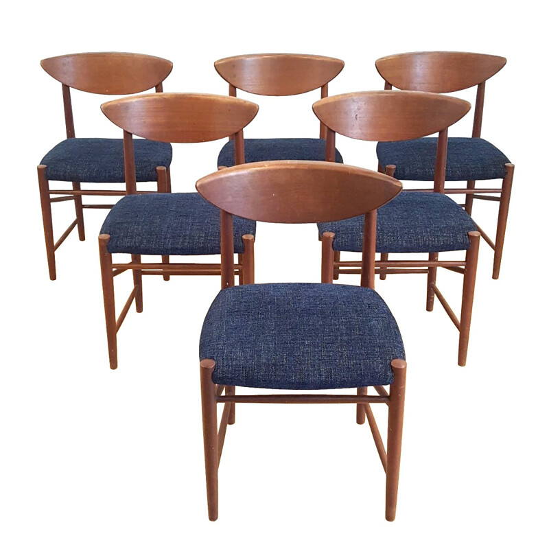 Ensemble de 6 chaises de Peter Hvidt & Orla Mølgaard-Nielsen - 1950