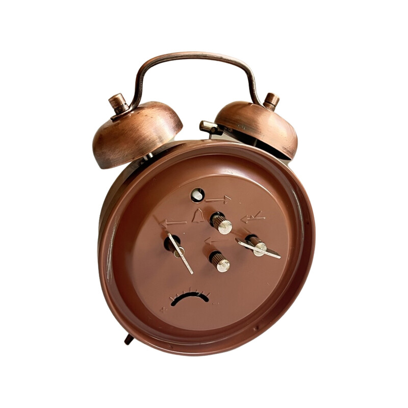 Vintage mechanical alarm clock in copper perfekt, Germany 1970
