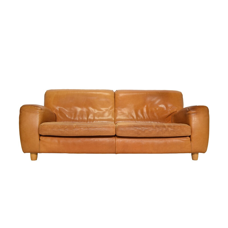 Fatboy Cognac Leather Sofa from Molinari - 1980s