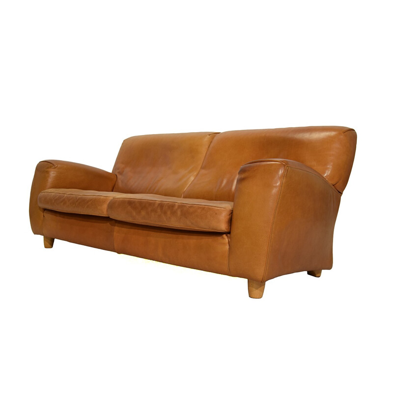 Fatboy Cognac Leather Sofa from Molinari - 1980s