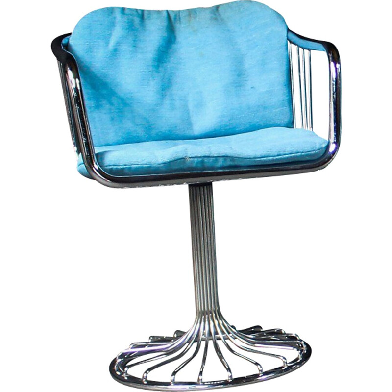 Set of 4 Scandinavian swivel chairs in chromed steel - 1960s
