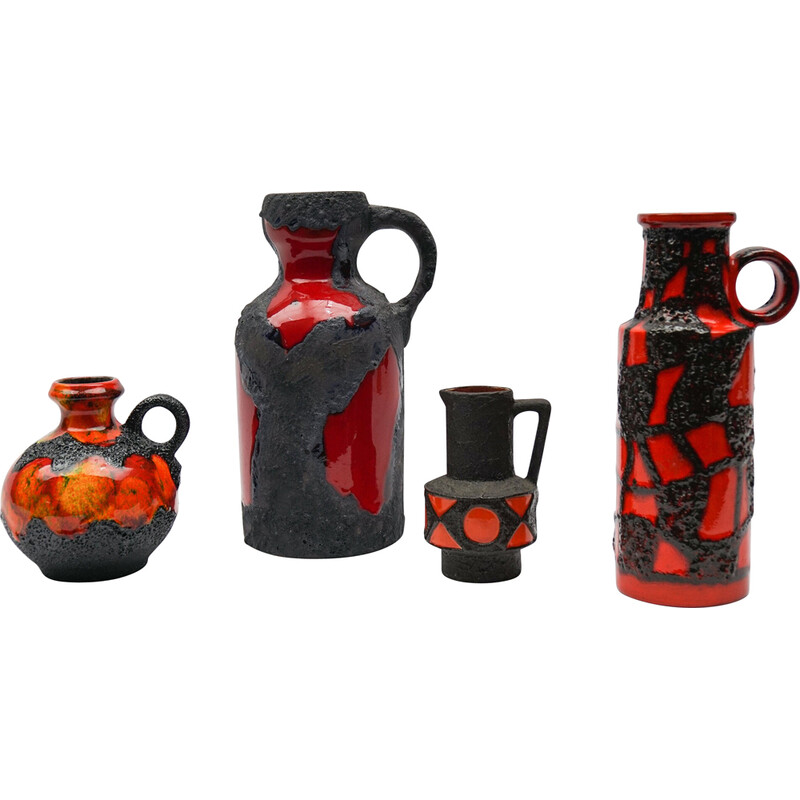 Ensemble de 4 vases vintage - rouge