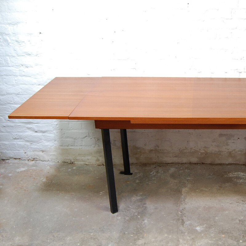 Vintage "Robert" dining table in solid wood and metal by Pierre Guariche for Meurop, 1960