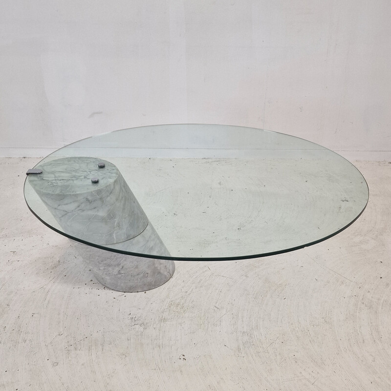 Vintage K1000 glass and marble coffee table by Ronald Schmitt for Carrara Team Form AG, 1975