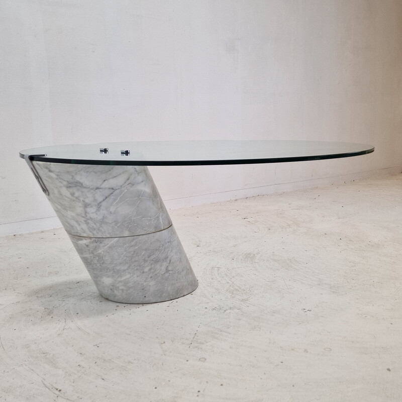 Table basse vintage en verre et marbre K1000 par Ronald Schmitt pour Carrara Team Form AG, 1975