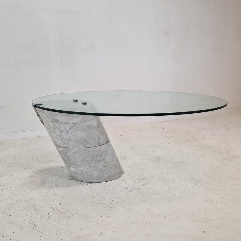 Table basse vintage en verre et marbre K1000 par Ronald Schmitt pour Carrara Team Form AG, 1975