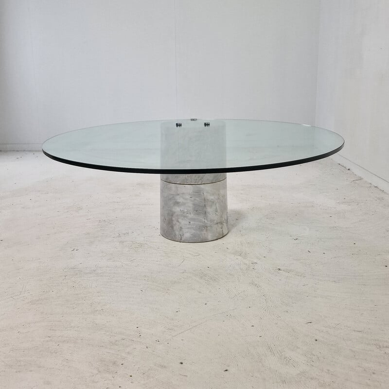 Table basse vintage en verre et marbre K1000 par Ronald Schmitt pour Carrara Team Form AG, 1975