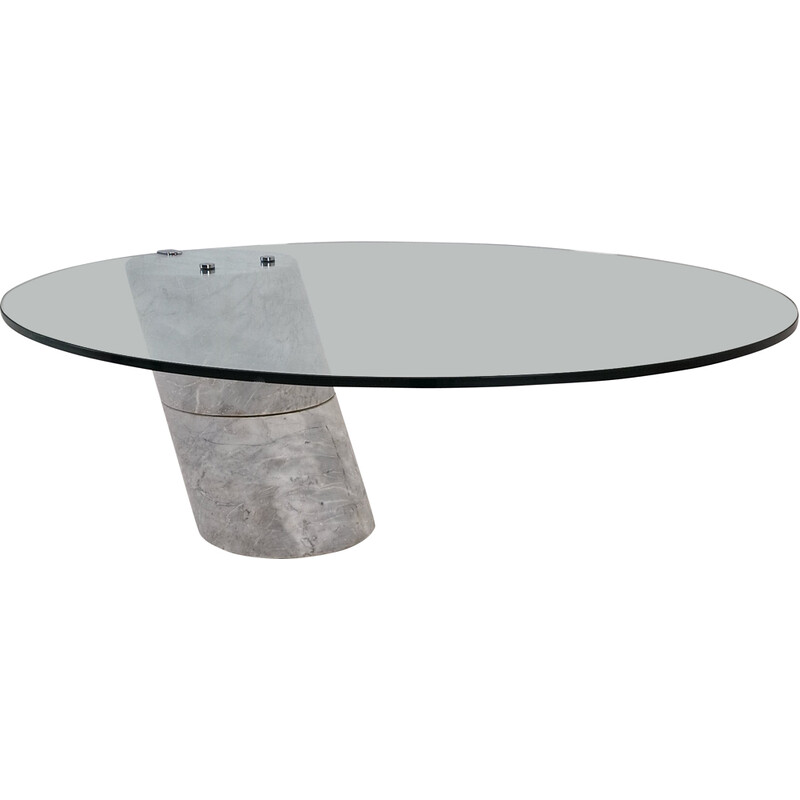Vintage K1000 glass and marble coffee table by Ronald Schmitt for Carrara Team Form AG, 1975