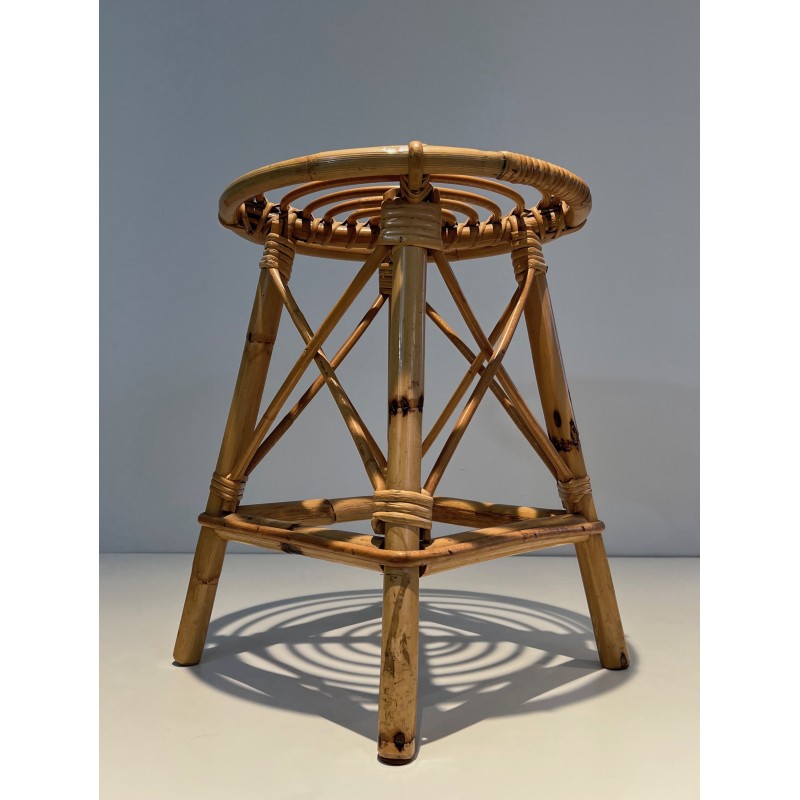 Vintage rattan stool, 1970
