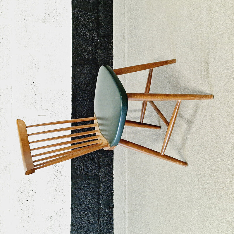 Set of 6 vintage wood and vinyl chairs, 1960
