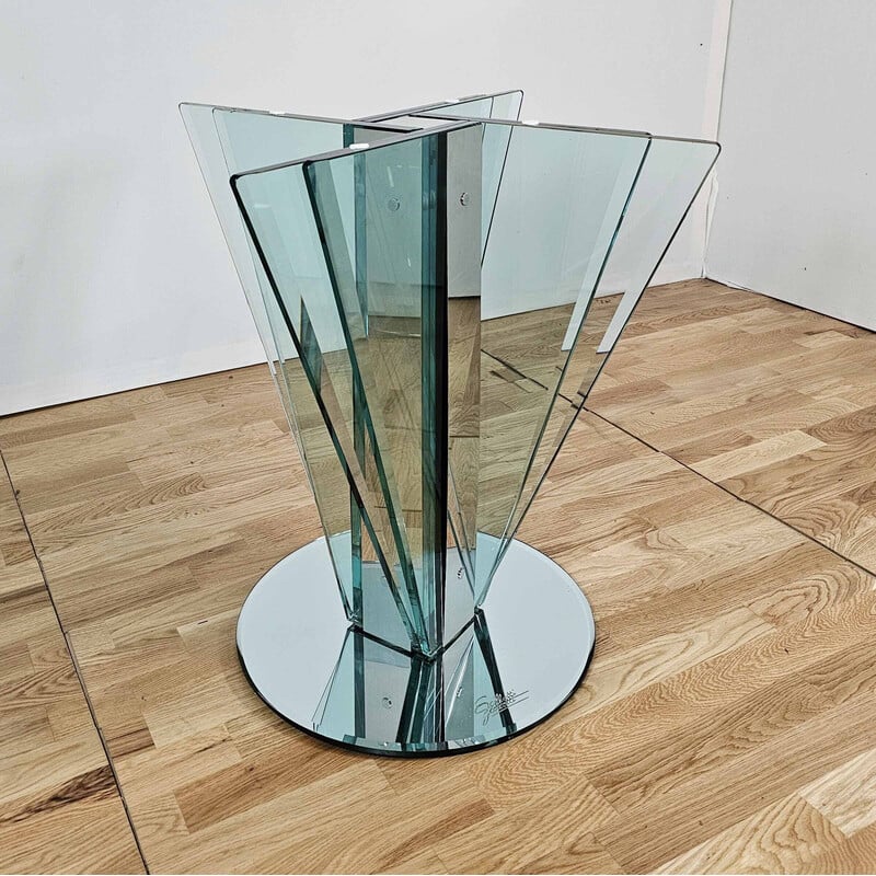 Mesa vintage "Vaso" en cristal y cromo de Pierangelo Gallotti para Gallotti y Radice, 1980