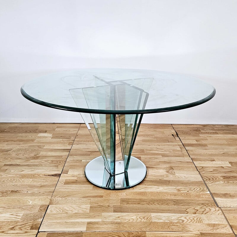 Vintage "Vaso" table in glass and chrome by Pierangelo Gallotti for Gallotti and Radice, 1980