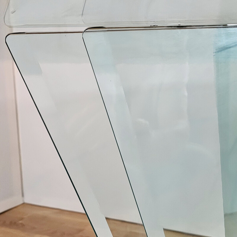 Mesa "Vaso" vintage em vidro e cromado de Pierangelo Gallotti para Gallotti e Radice, 1980