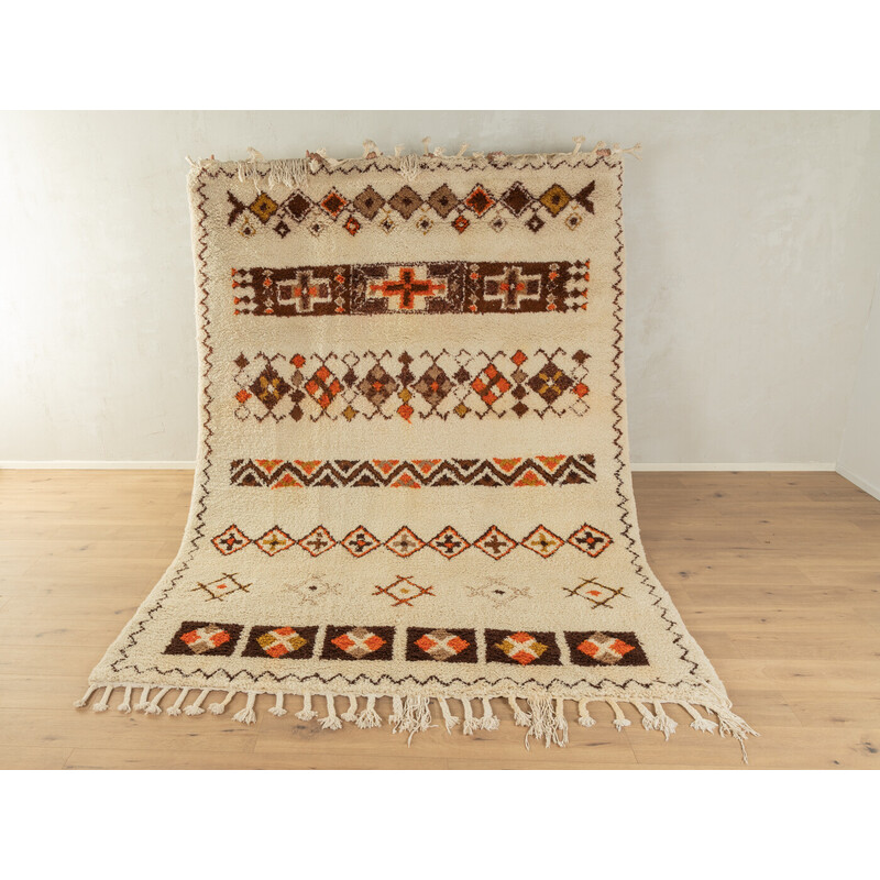 Tapis berbère vintage en velours 241 x 343, Maroc 1960