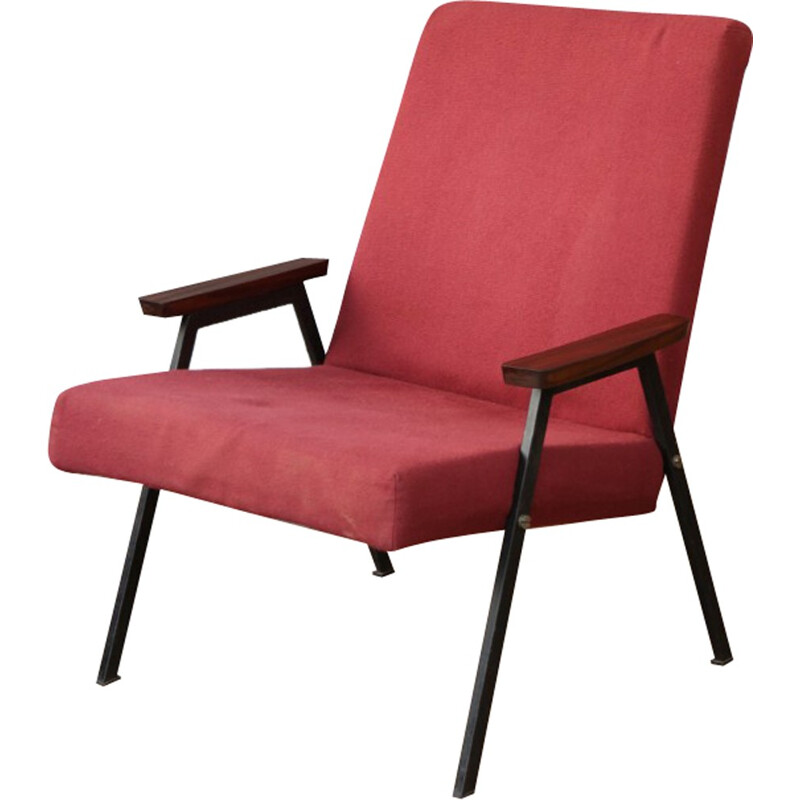 Red steel frame armchair - 1960s
