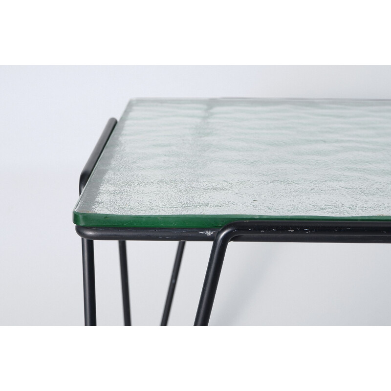 Vintage metal and glass coffee table by Arnold Bueno de Mesquita, 1950