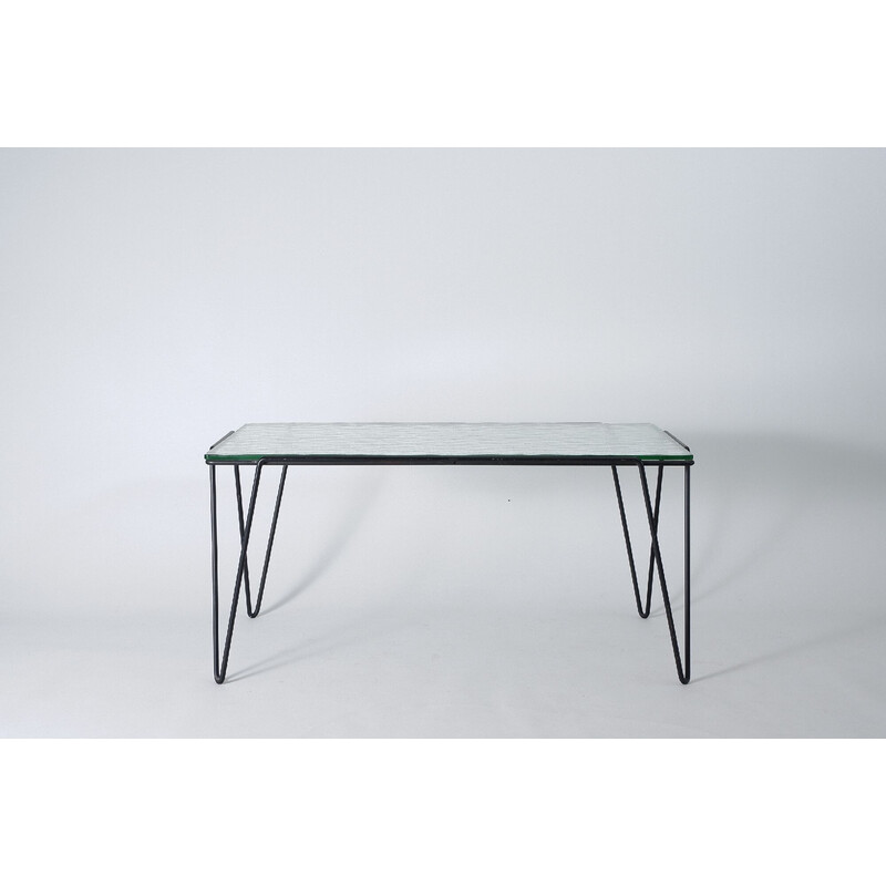 Vintage metal and glass coffee table by Arnold Bueno de Mesquita, 1950