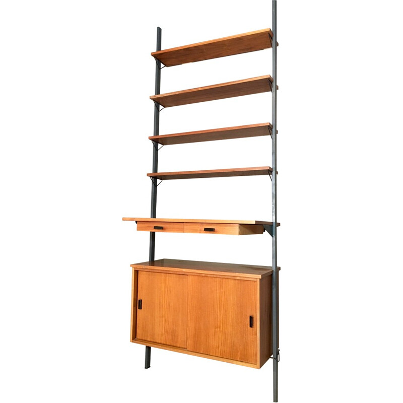 Modular shelving unit with 5 selves and 2 drawers - 1950s