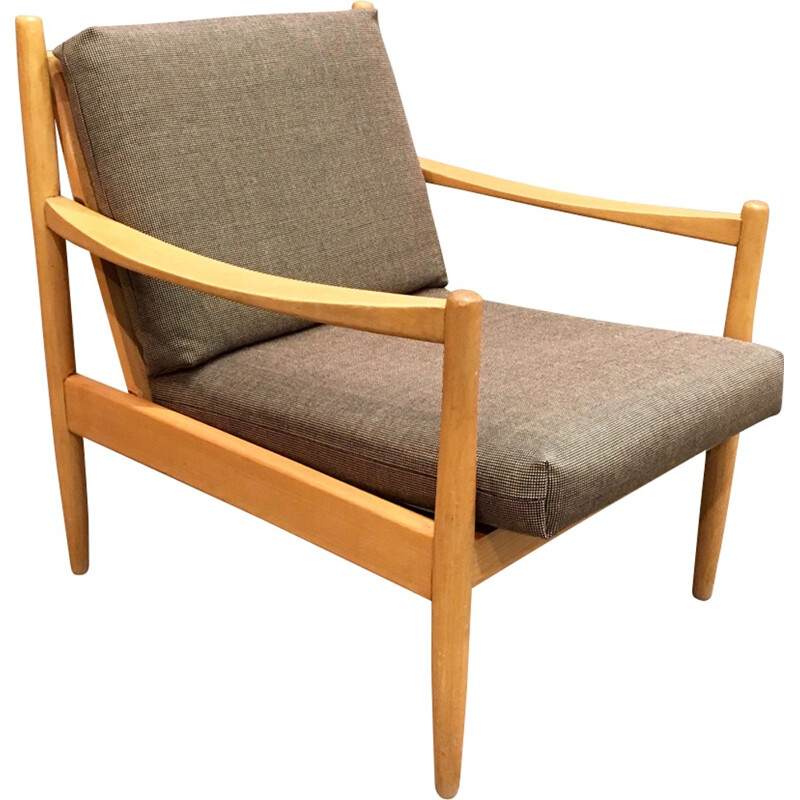 Brown Scandinavian armchair - 1950s