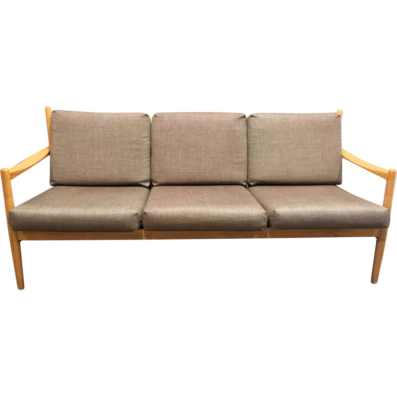 Brown Scandinavian sofa in teak - 1950s