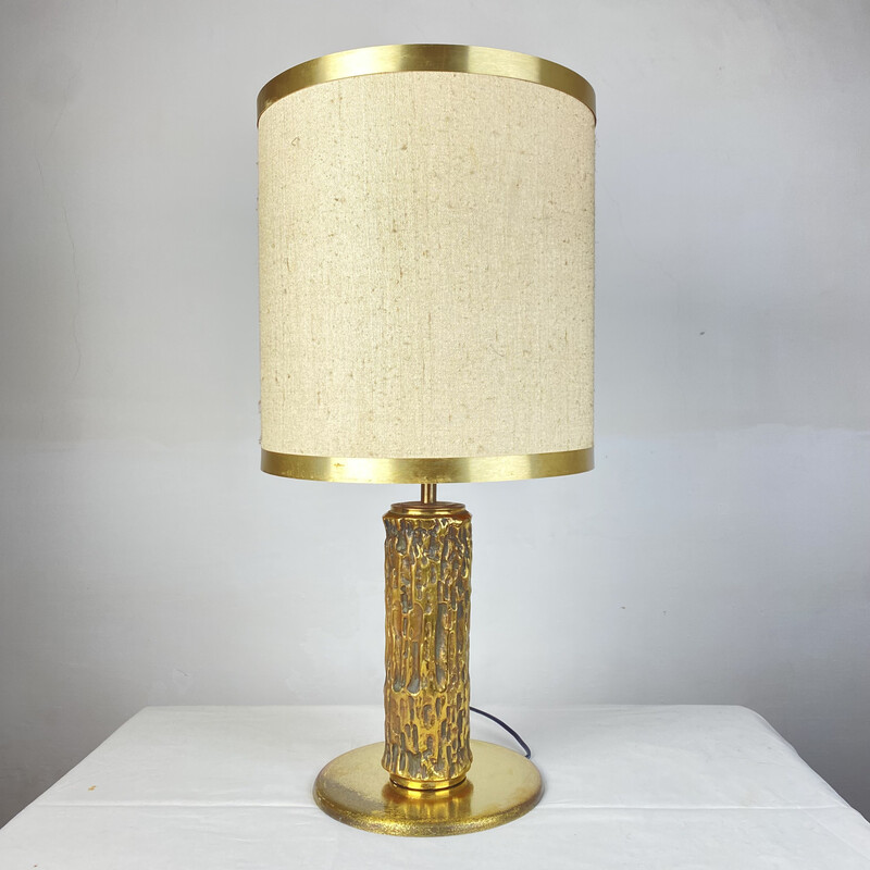 Vintage table lamp in solid brass by Luciano Frigerio, 1970