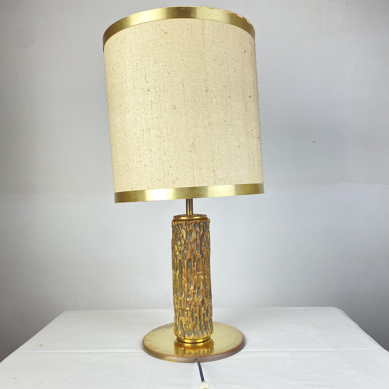 Vintage table lamp in solid brass by Luciano Frigerio, 1970