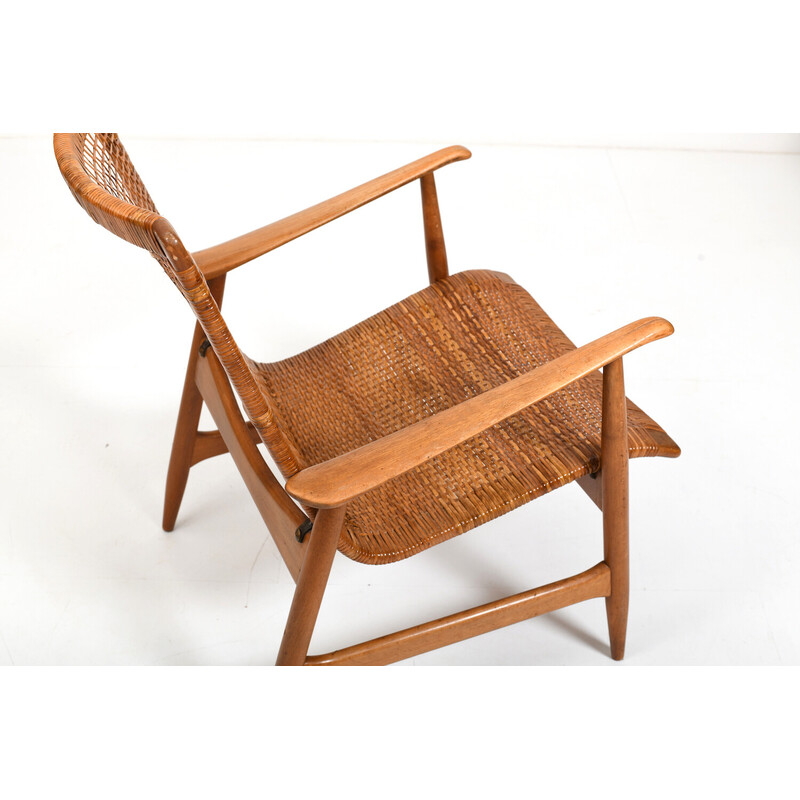 Vintage beechwood armchair by Ib Kofod-Larsen, 1950