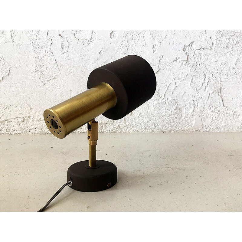 Vintage brass and brown metal spotlight by Hammerborg, Denmark 1960