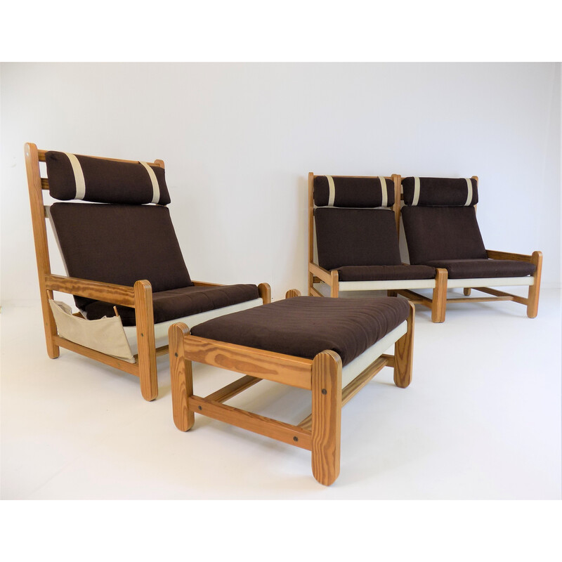 Vintage 3 seater sofa in pine wood by Peter Ole Schionning for Niels Eilersen