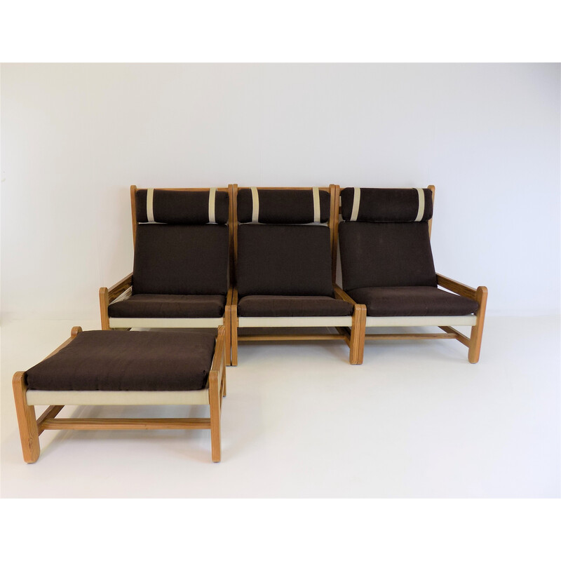 Vintage 3 seater sofa in pine wood by Peter Ole Schionning for Niels Eilersen