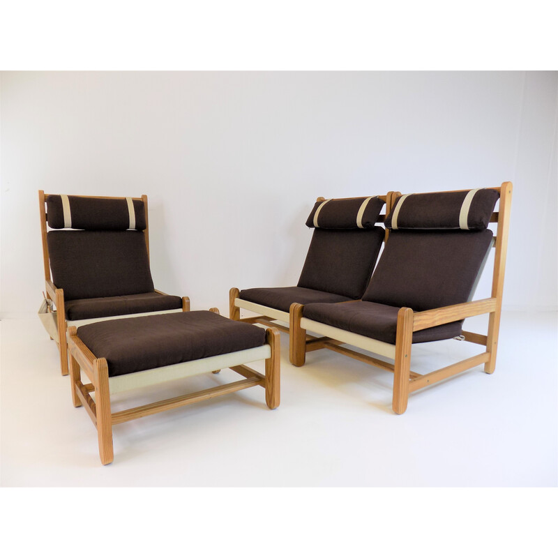 Vintage 3 seater sofa in pine wood by Peter Ole Schionning for Niels Eilersen