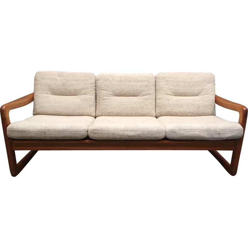 Scandinavian beige 3-seater sofa - 1960s