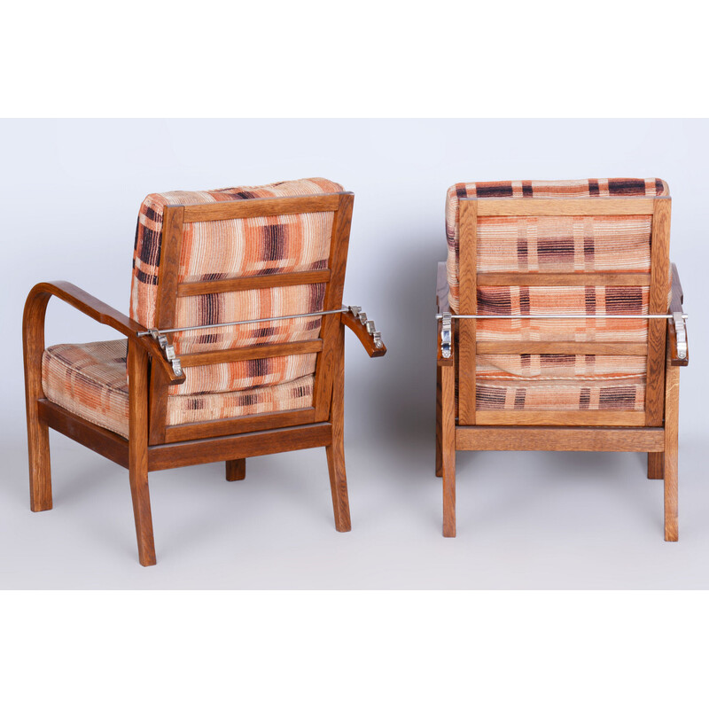 Pair of vintage oak reclining chairs by J. Halabala for UP Závody, Czechoslovakia, 1930