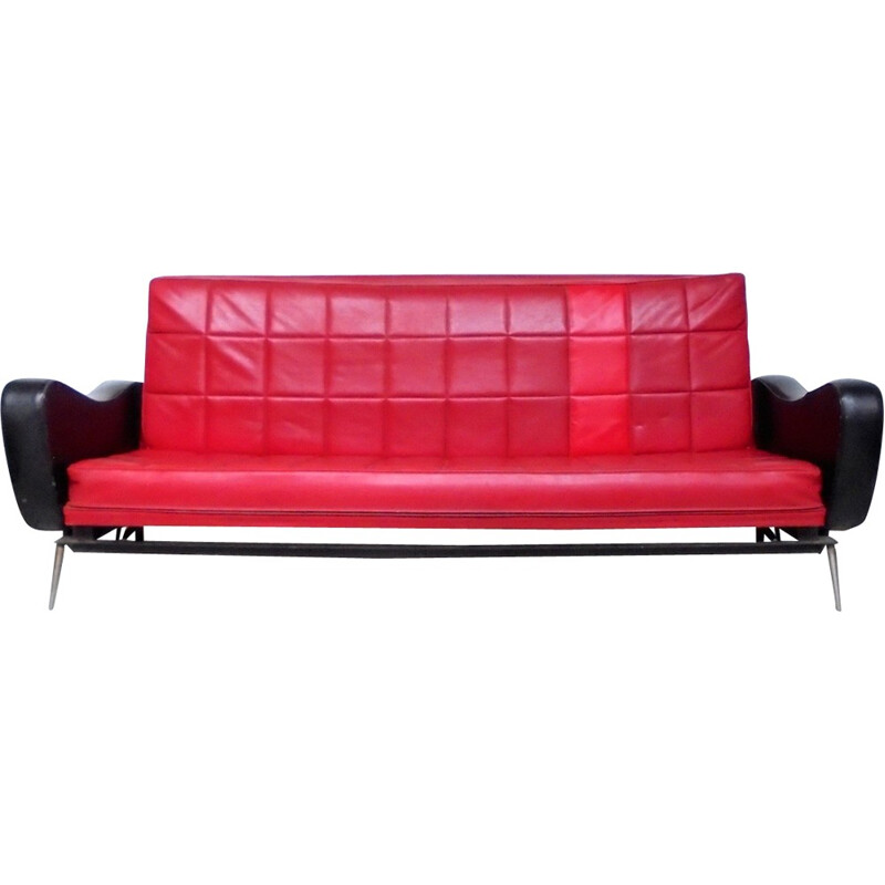 Rockabilly bench seat, convertible sofa - 1950s