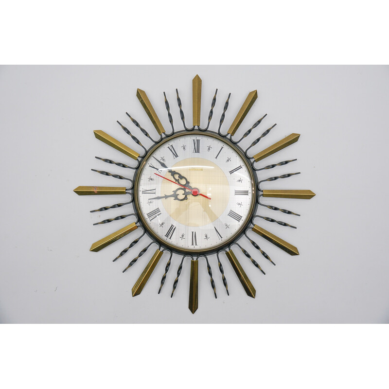 Vintage iron and brass wall clock by Condor, Germany 1950